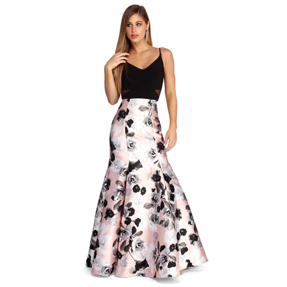 NWT Windsor Formal / Prom Floral Trumpet Skirt - Sky Blue - Size 3 - Picture 9 of 9